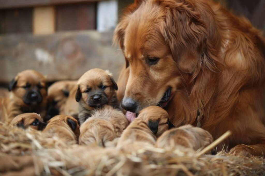 Cachorro e seus filhotes